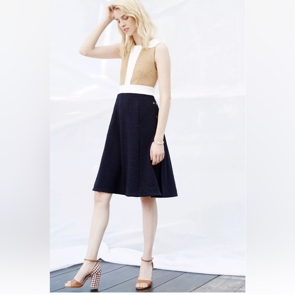 Maeve | Anthropologie Cable Knit Color-block Sleeveless Sweater Dress - Picture 1 of 10